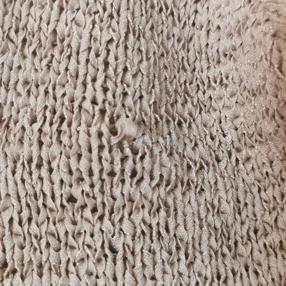 90s beige "ribbon weave" square panel knit top - Picture 2 of 2